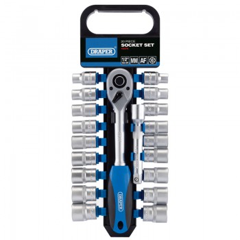 Combined MM/AF Socket and Ratchet Set, 1/2” Sq. Dr. (20 Piece) Combined MM/AF Socket and Ratchet Set, 1/2” Sq. Dr. (20 Piece)