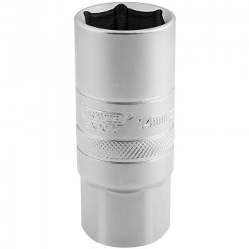 14mm Thread 6 Point Satin Chrome Spark Plug Socket, 1/2” Sq. Dr., 21mm 14mm Thread 6 Point Satin Chrome Spark Plug Socket, 1/2” Sq. Dr., 21mm