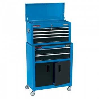 Combined Roller Cabinet and Tool Chest, 6 Drawer, 24”, Blue Combined Roller Cabinet and Tool Chest, 6 Drawer, 24”, Blue