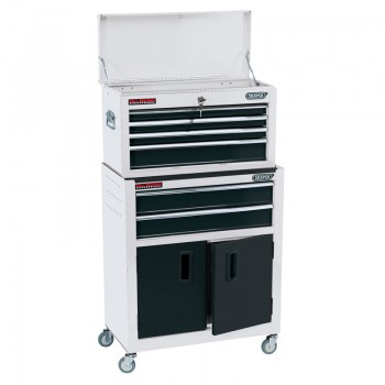 Combined Roller Cabinet and Tool Chest, 6 Drawer, 24”, White Combined Roller Cabinet and Tool Chest, 6 Drawer, 24”, White