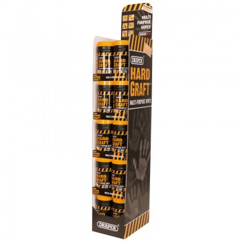 Floor Standing Merchandiser of 30 Tubs of Draper &rsquo;Hard Graft&rsquo; Wipes (Tub of 100