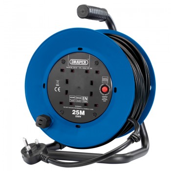230V Heavy Duty Industrial Four Socket Cable Reel, 25m 230V Heavy Duty Industrial Four Socket Cable Reel, 25m