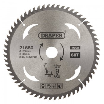 TCT Circular Saw Blade for Wood, 250 x 30mm, 60T TCT Circular Saw Blade for Wood, 250 x 30mm, 60T
