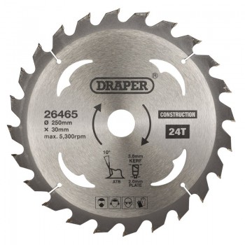 TCT Construction Circular Saw Blade, 250 x 30mm, 24T TCT Construction Circular Saw Blade, 250 x 30mm, 24T