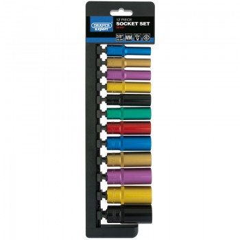 Metric Coloured Deep Socket Set, 3/8&rdquo; Sq. Dr. (12 Piece)