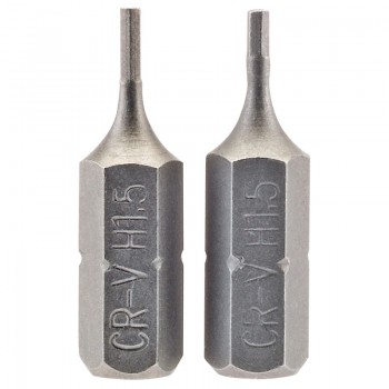 Hexagonal Insert Bit, 1.5mm, 1/4” Hex, 25mm Long (Pack of 2) Hexagonal Insert Bit, 1.5mm, 1/4” Hex, 25mm Long (Pack of 2)