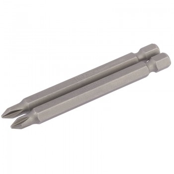 Cross Slot Insert Bit, 1/4&rdquo; Hex, 75mm Long, No.1 (Pack of 2)