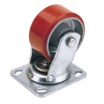 Swivel Plate Fixing Heavy Duty Polyurethane Wheel, 125mm Diameter, S.W.L. 300kg Swivel Plate Fixing Heavy Duty Polyurethane Wheel, 125mm Diameter, S.W.L. 300kg