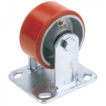 Fixed Plate Fixing Heavy Duty Polyurethane Wheel, 125mm Diameter, S.W.L. 300kg Fixed Plate Fixing Heavy Duty Polyurethane Wheel, 125mm Diameter, S.W.L. 300kg