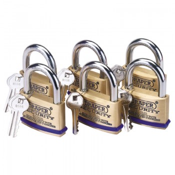 Solid Brass Padlocks with Hardened Steel Shackle, 60mm (Pack of 6) Solid Brass Padlocks with Hardened Steel Shackle, 60mm (Pack of 6)