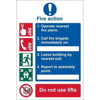 Fire Action Procedure’ Mandatory Sign, 200 x 300mm, Design 1 Fire Action Procedure’ Mandatory Sign, 200 x 300mm, Design 1