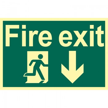 Glow In The Dark ’Fire Exit Arrow Down’ Safety Sign Glow In The Dark ’Fire Exit Arrow Down’ Safety Sign