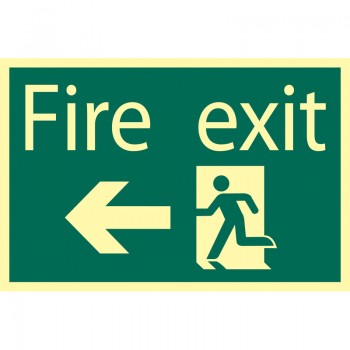 Glow In The Dark ’Fire Exit Arrow Left’ Safety Sign Glow In The Dark ’Fire Exit Arrow Left’ Safety Sign