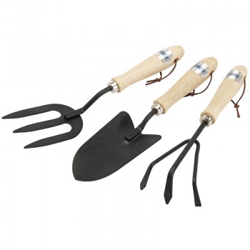 Carbon Steel Hand Fork, Cultivator and Trowel with Hardwood Handles Carbon Steel Hand Fork, Cultivator and Trowel with Hardwood Handles